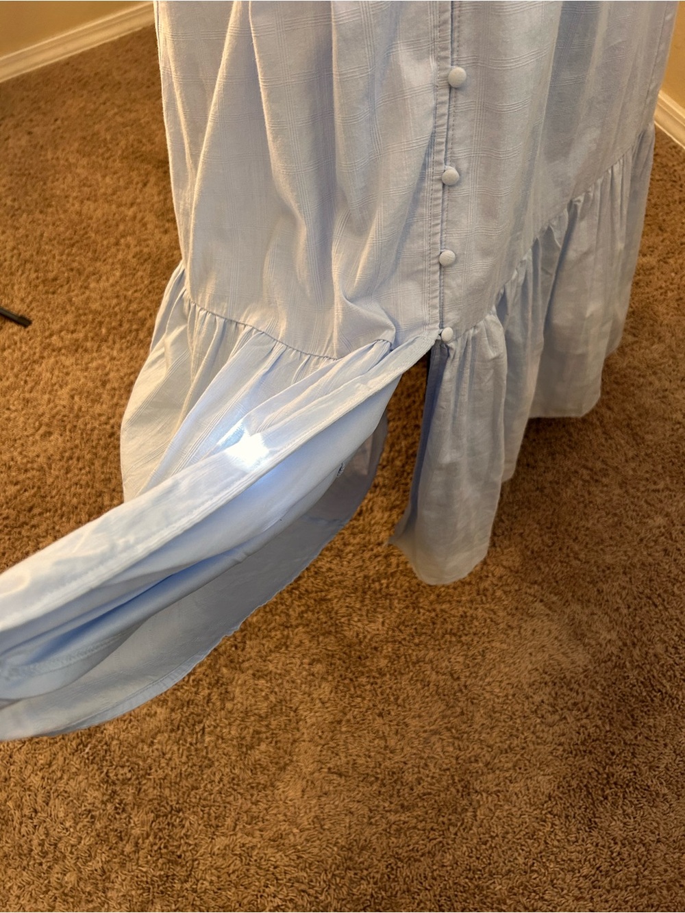 Altar'd State Bianca Button Up Maxi Dress Light Blue Smocked Cottage-core - Picture 7 of 12